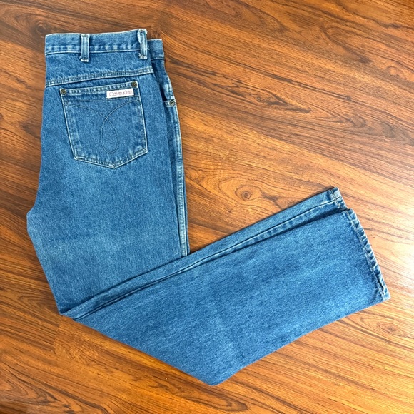 💖 Vintage Calvin Klein 100% Cotton Blue Denim Straight-Leg Jeans - Picture 3 of 16